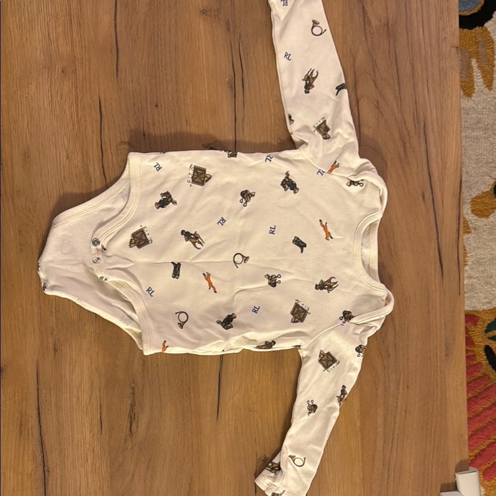 Ralph Lauren Onesie in Cream with Playful Print